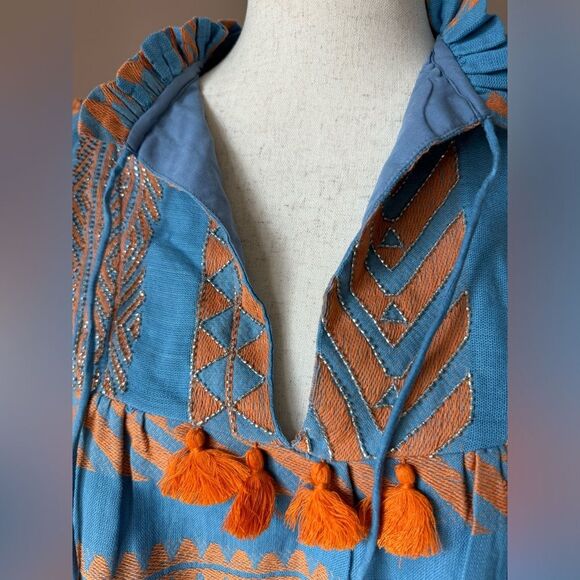 NWT Just Bellina cotton embroidered and beaded tassel top. Vacation style top S - Picture 14 of 14